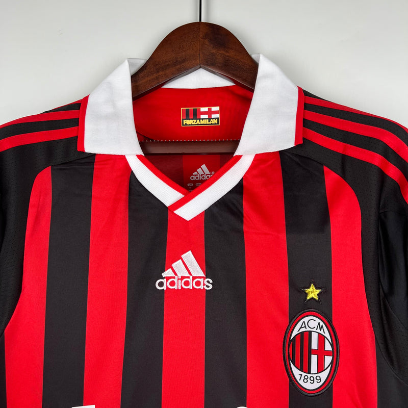 Camisa Milan Titular manga longa 09/10 - Versão Retro