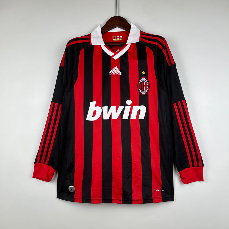 Camisa Milan Titular manga longa 09/10 - Versão Retro